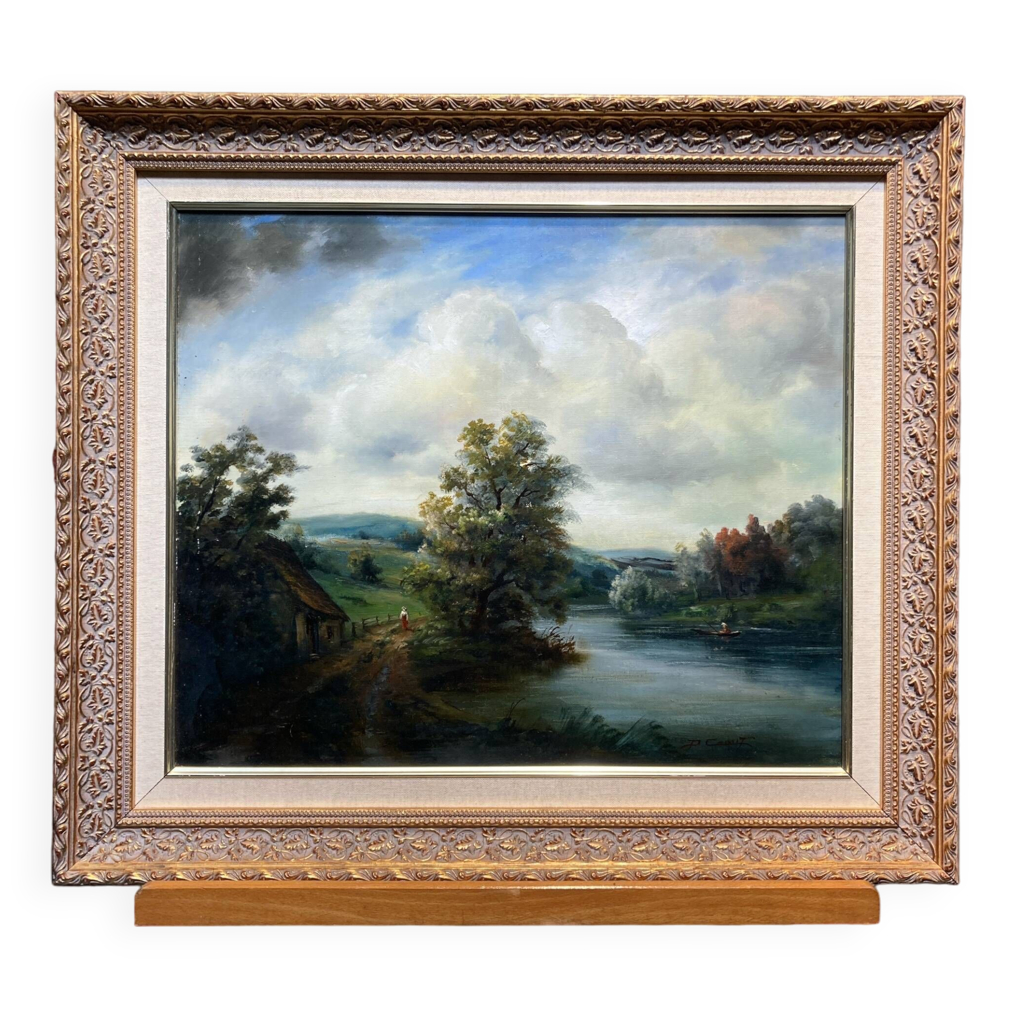 Peinture sur toile, intitulé "Le bocage", signée