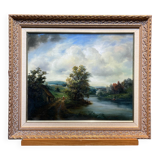 Painting on canvas, titled "Le bocage", signed