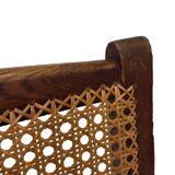 Fauteuil Art Déco en chêne tressé, design minimaliste.