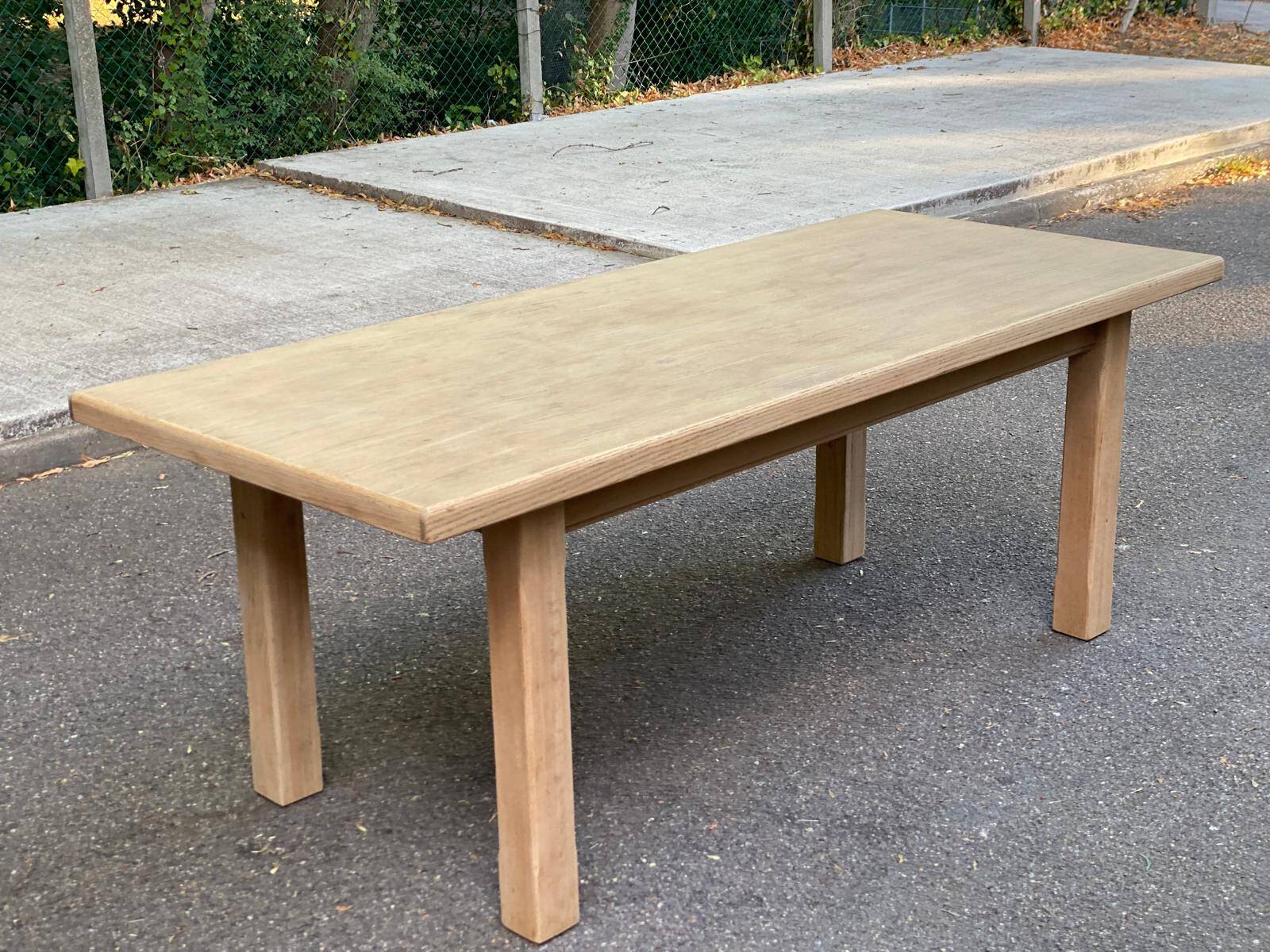 Table à manger de ferme décapée en chêne 1950 - 210cm