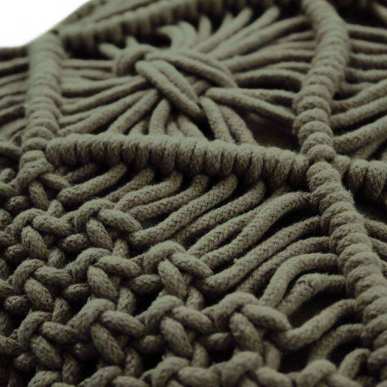 Green woven macramé cushion 40x60 cm