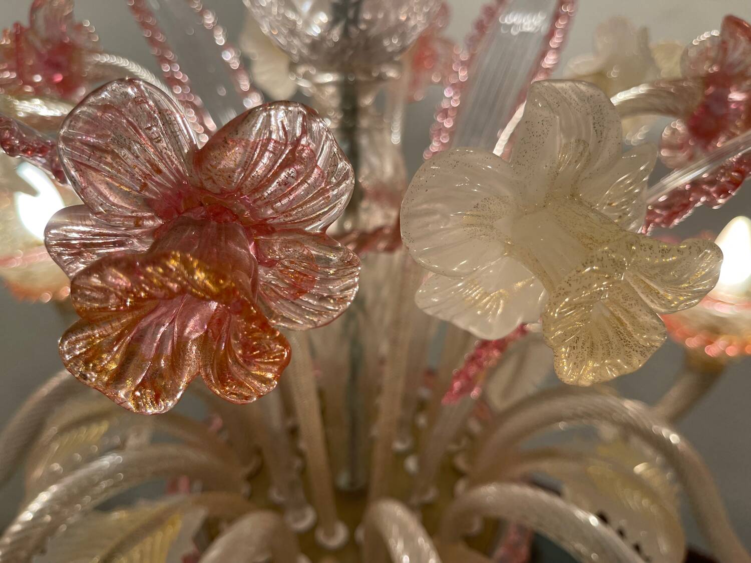 Large Venetian Pink Murano Glass Chandelier 1960’s
