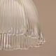 Large suspension in holophane pleated glass prismatic old lampshade