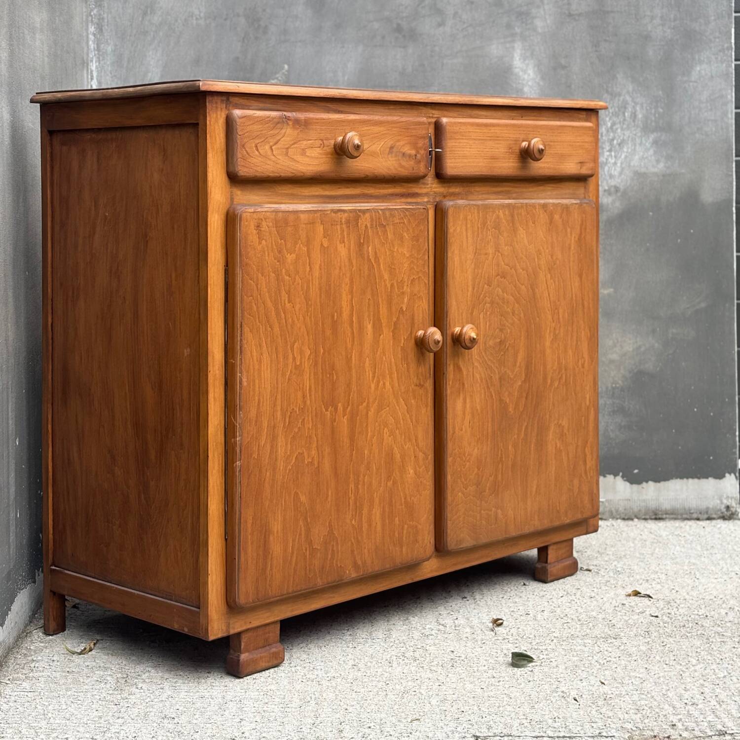 Vintage wooden sideboard with two doors and two drawers, 50s