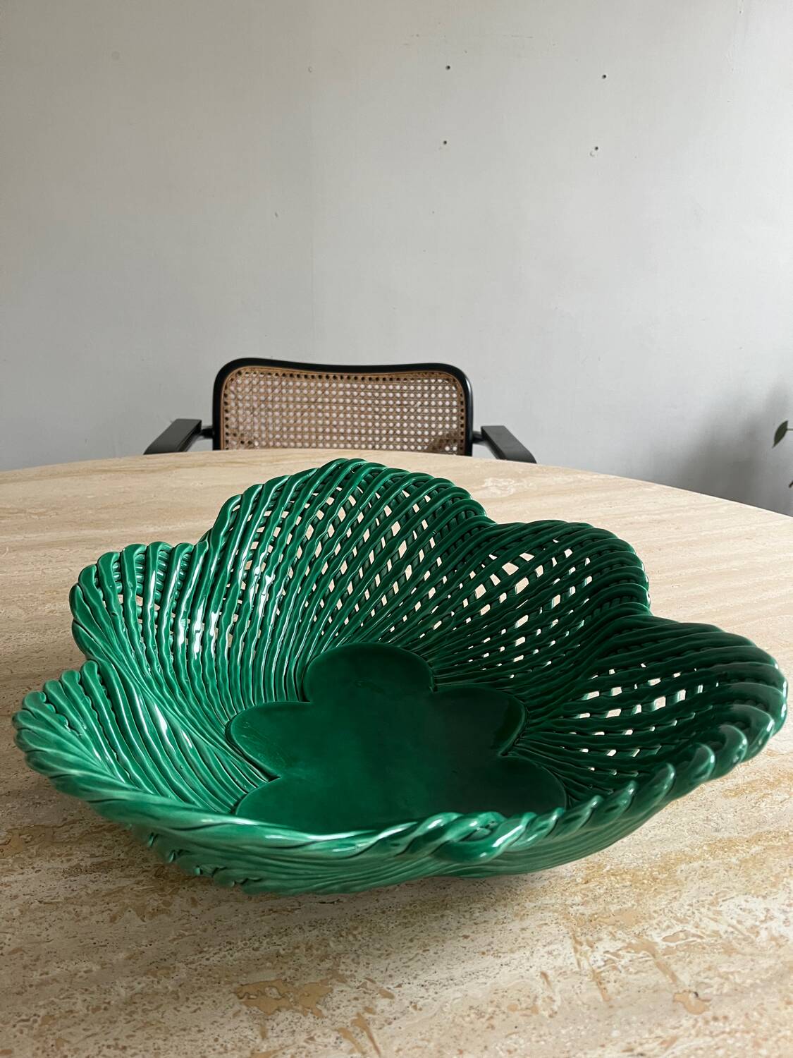 Corbeille à fruits céramique tressée verte
