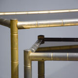 Pair of brassed coffee tables bamboo vintage 1970'