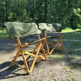 Set of 2 Praia Folding Chairs by Pier Giacomo Castiglioni for Gavina, Italy, 1960s