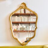 Old large shell mirror gilded with gold leaf