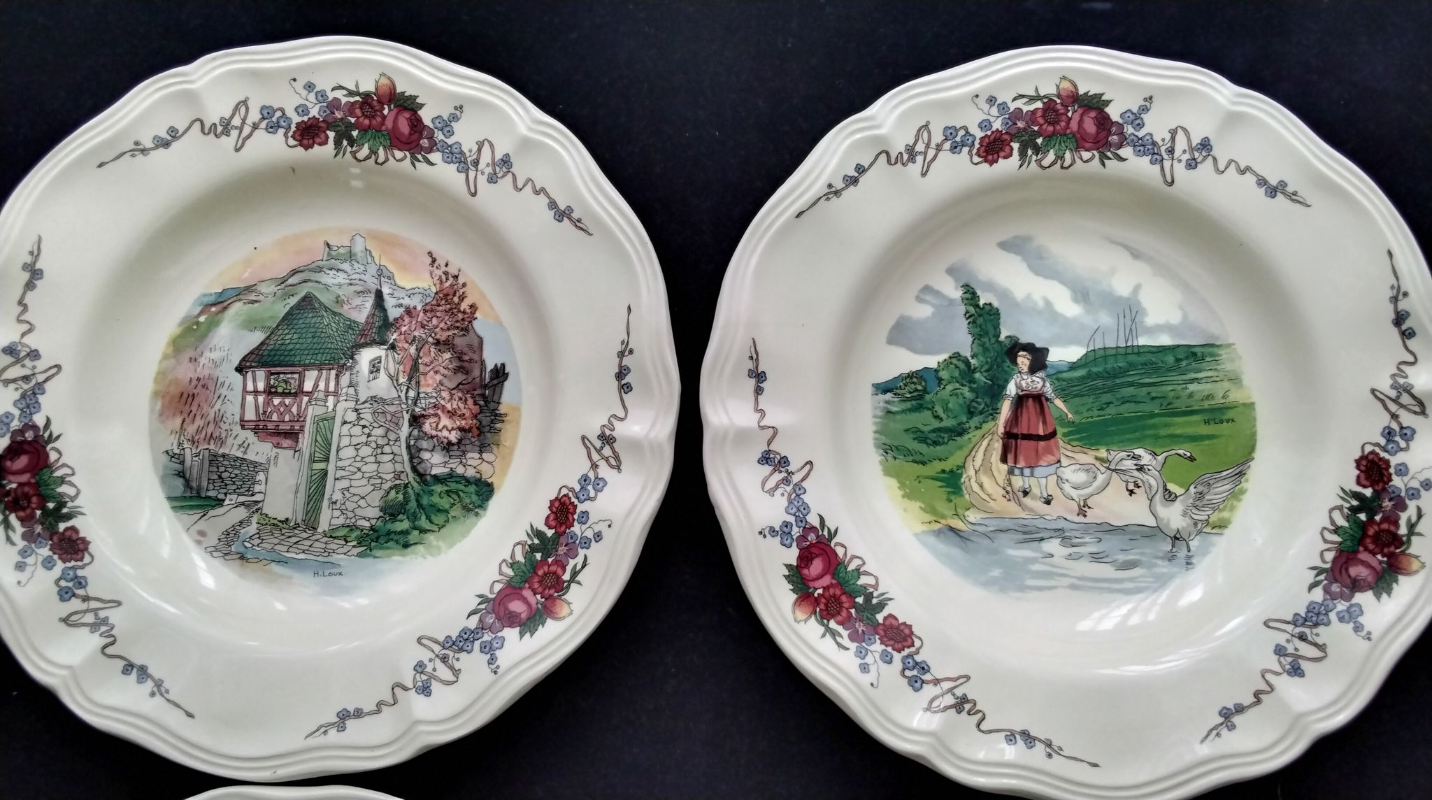 Set of 6 hollow plates in faience of Sarreguemines model Obernai