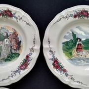 Set of 6 hollow plates in faience of Sarreguemines model Obernai