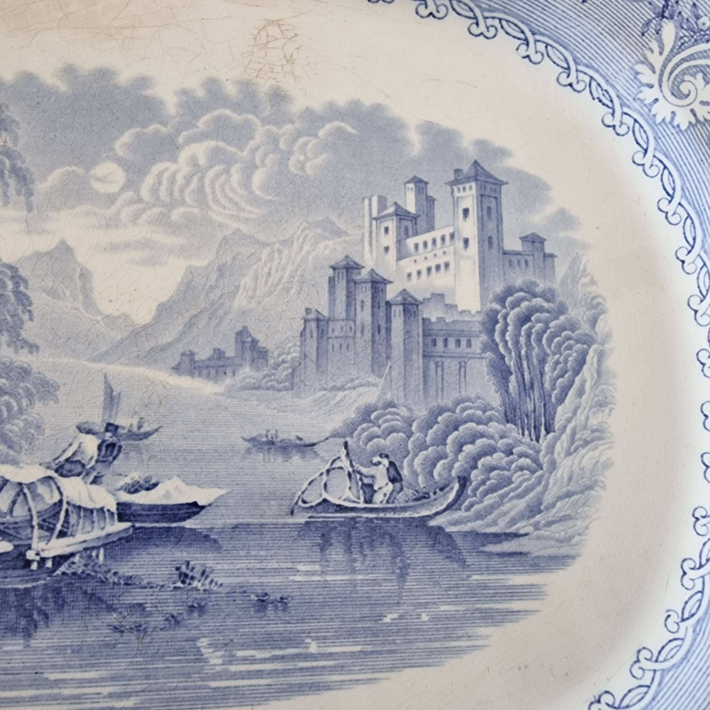 Large English Staffordshire "Rhine" Porcelain Platter or Tray from 1870