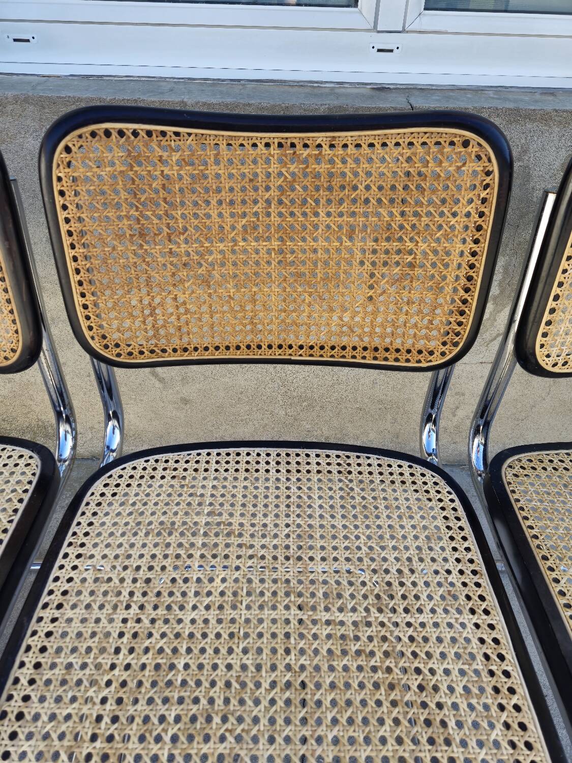 Set of 4 Marcel Breuer chairs model B32 in cane