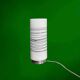 Vintage solid cylindrical lamp in white opal glass and brushed metal – postmodern design