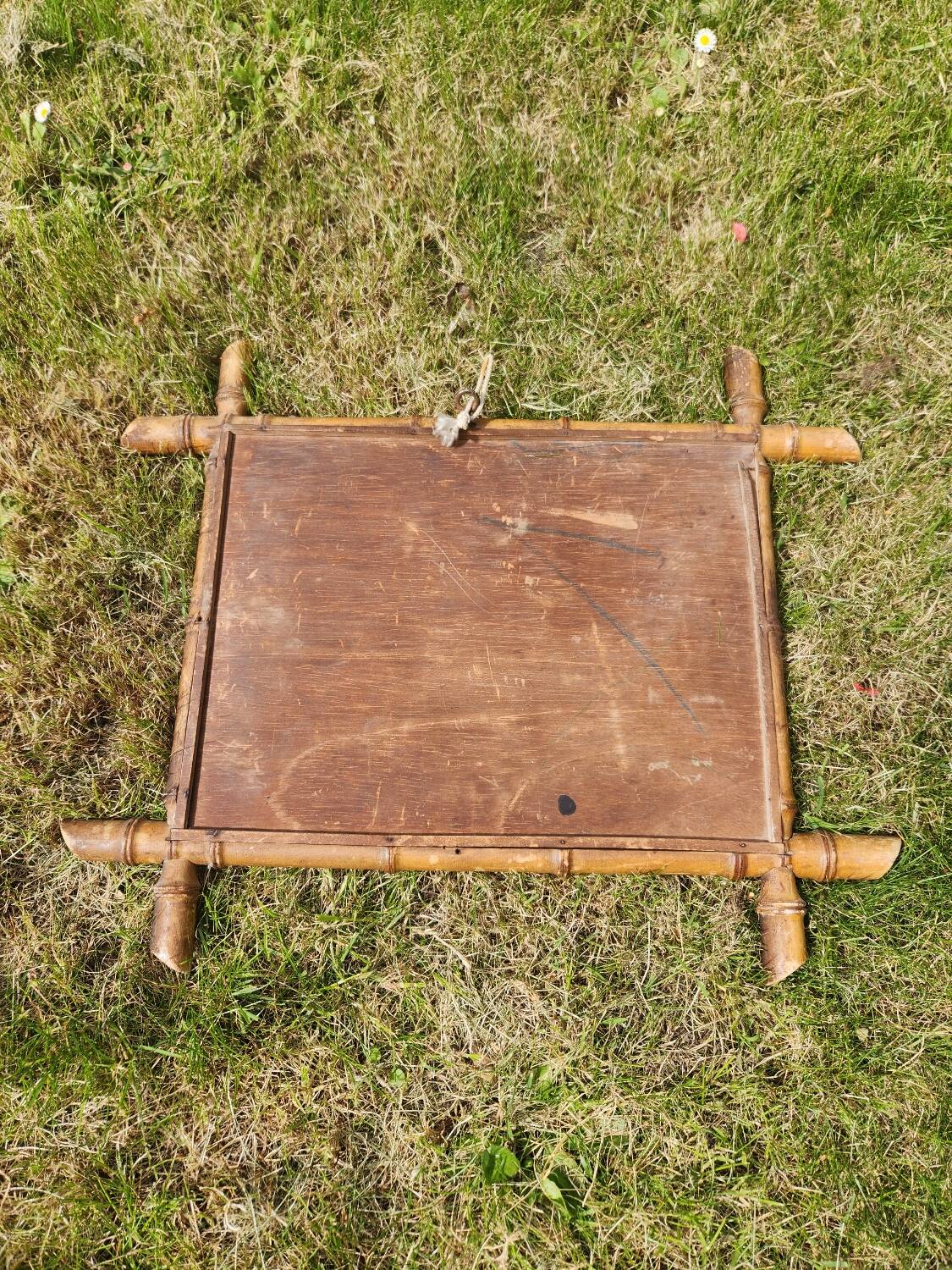 Antique turned wooden mirror