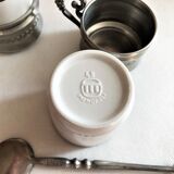 Set two porcelain cups with pewter support