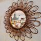 Ancien Miroir En Rotin