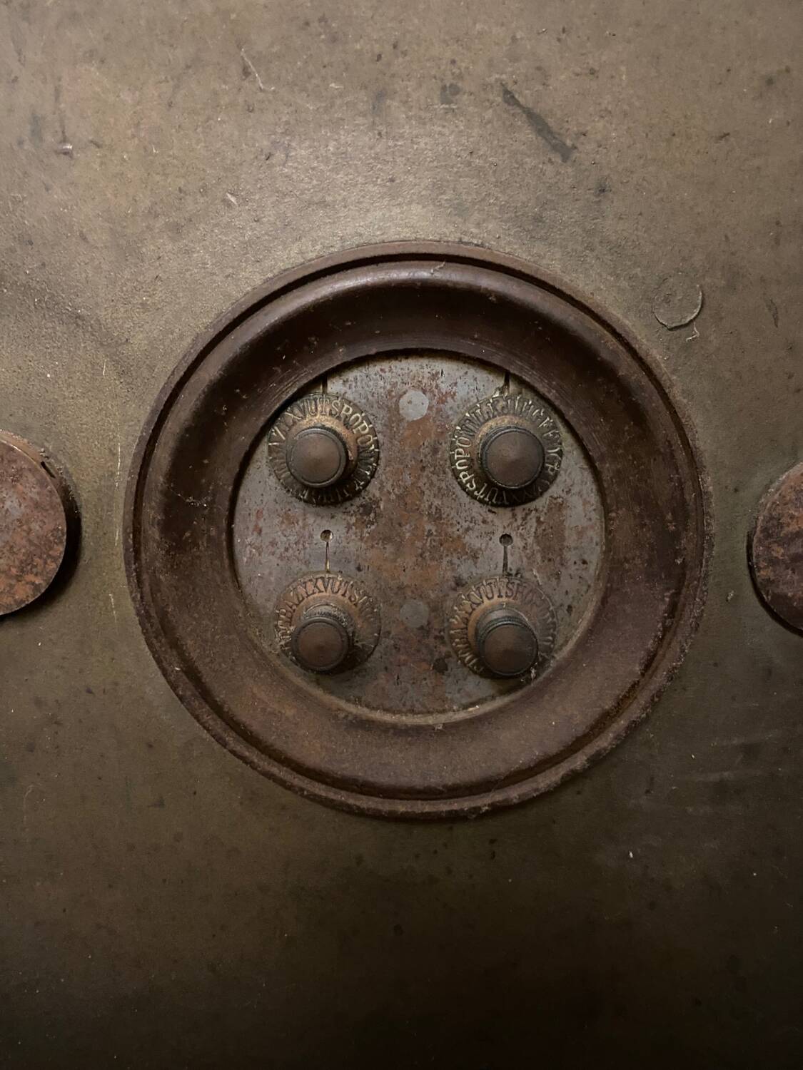 Old wooden and metal safe from the 19th century
