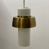 Opal & Brass hanging lamp MidCentury by Doria, 1960s