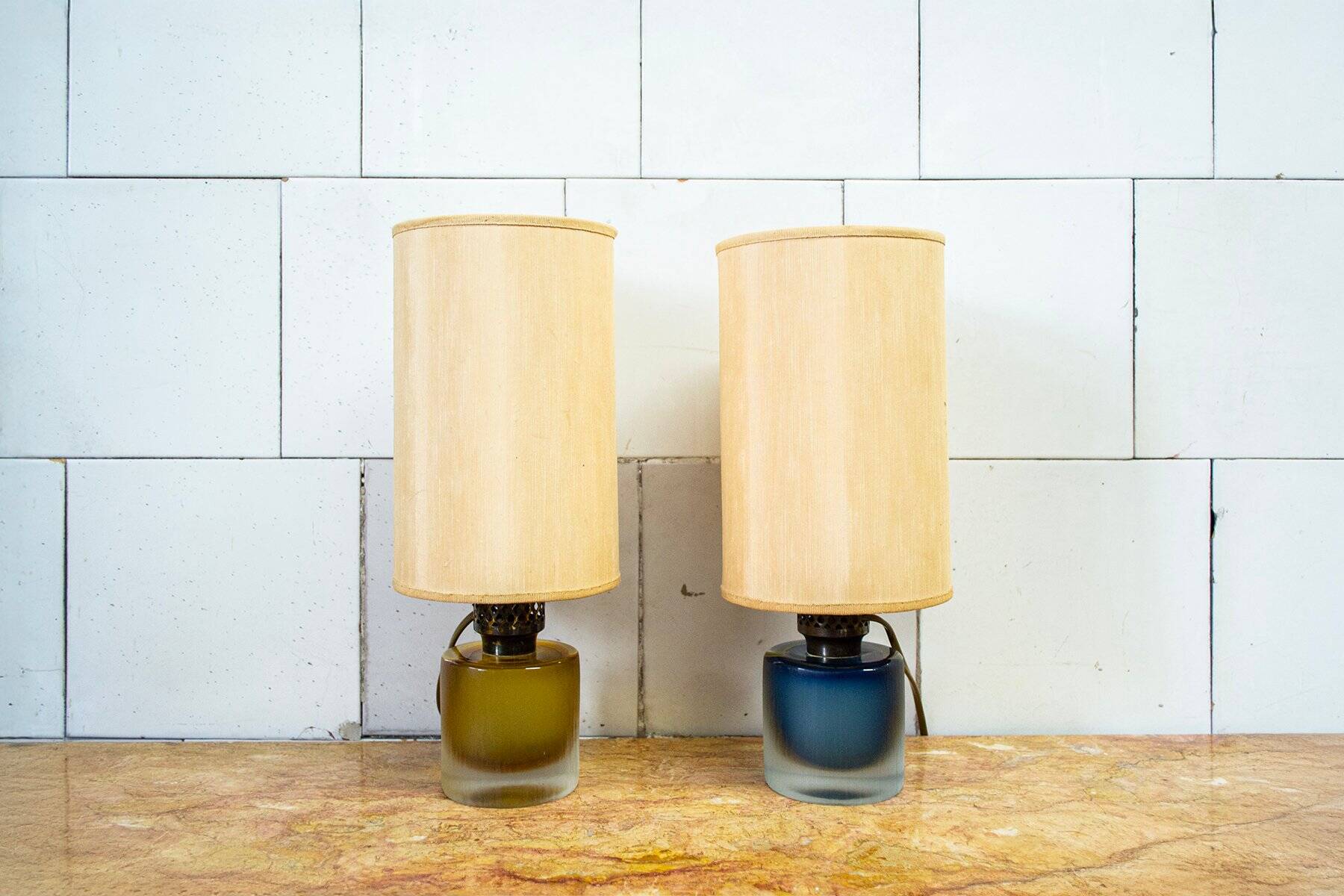 Murano glass table lamp engraved by Paolo Venini, 1960s, set of 2