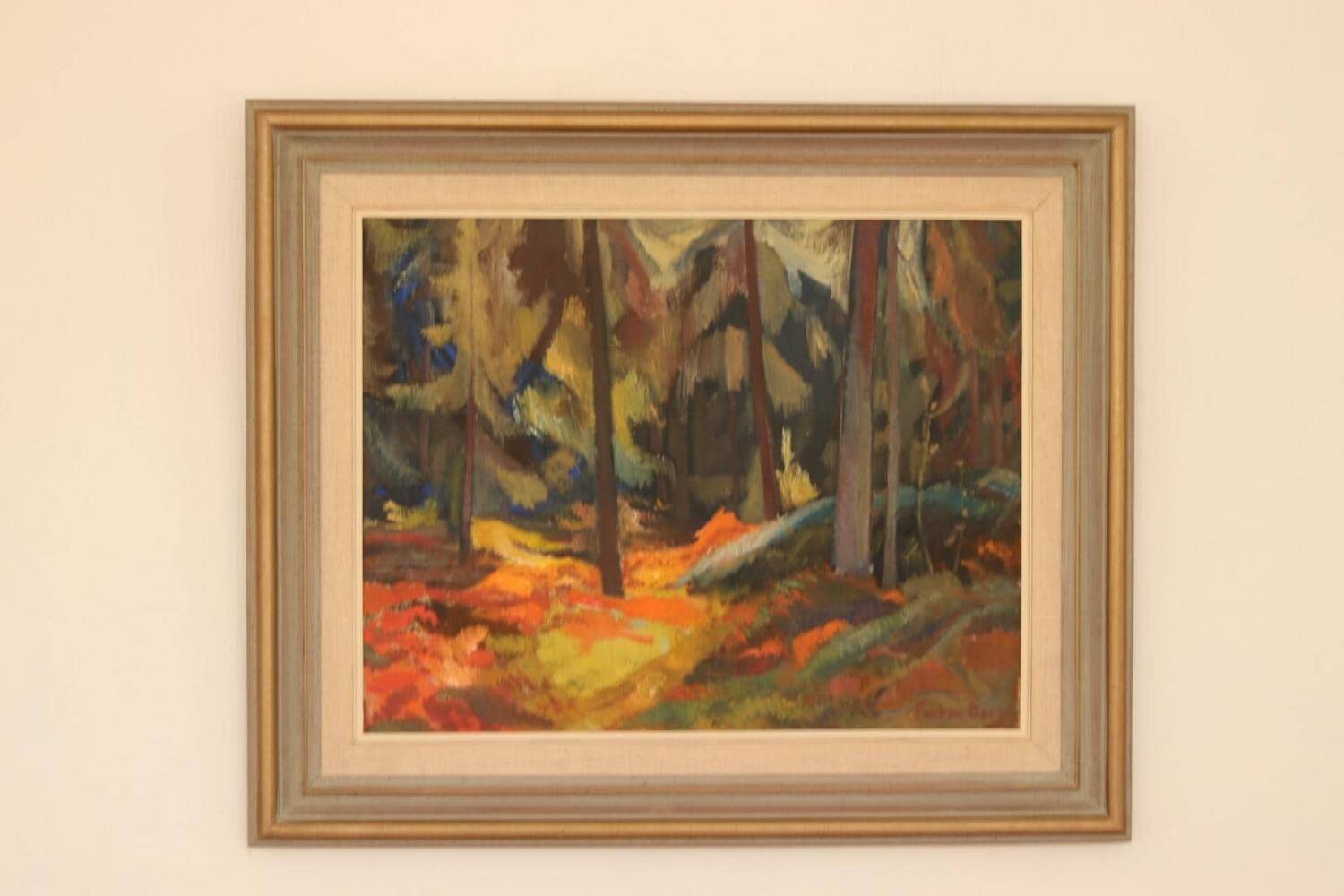 Original Mid Century Swedish Oil on Canvas – “Pine Forest” by Frans Be