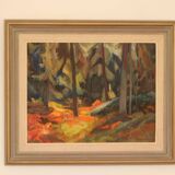 Original Mid Century Swedish Oil on Canvas – “Pine Forest” by Frans Be