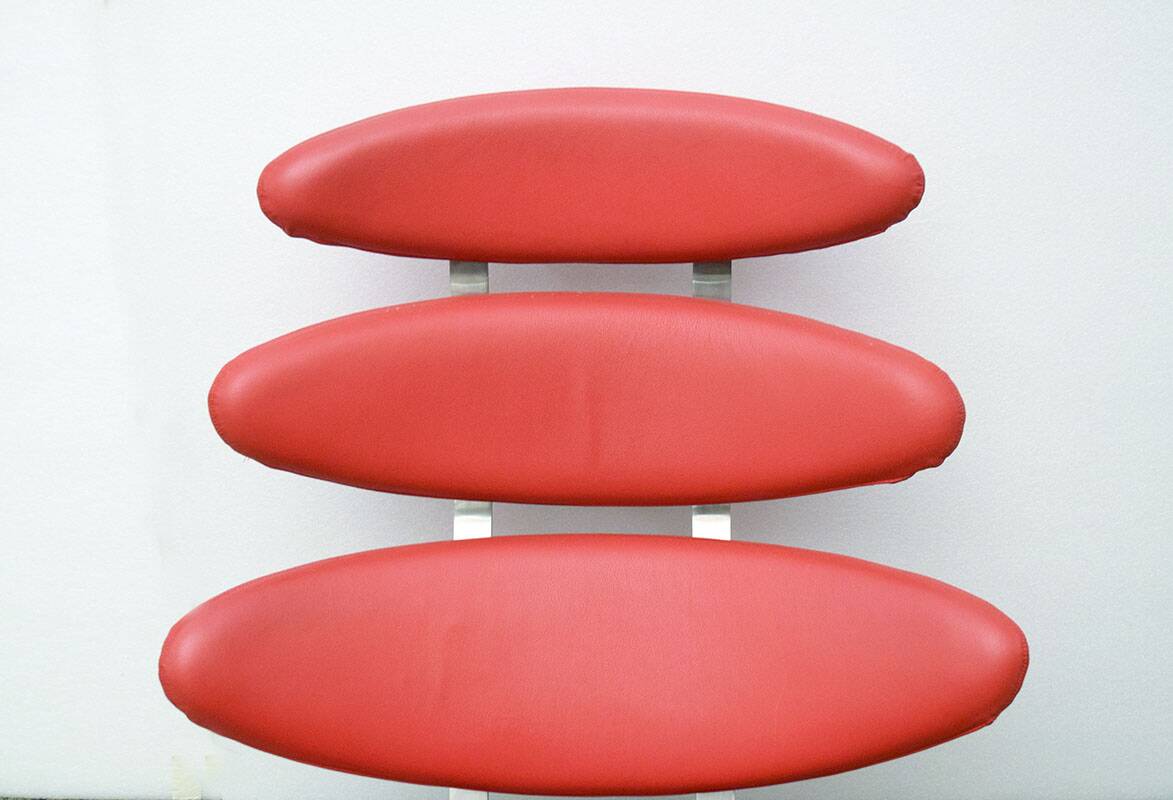 Paul Volther 'Corona Chair' with Ottoman, 1990s Replica in Leather