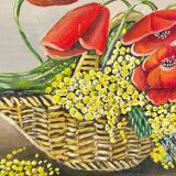 Bouquet of Poppies in a basket