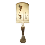 Marble base lamp with antique hand-embroidered lampshade