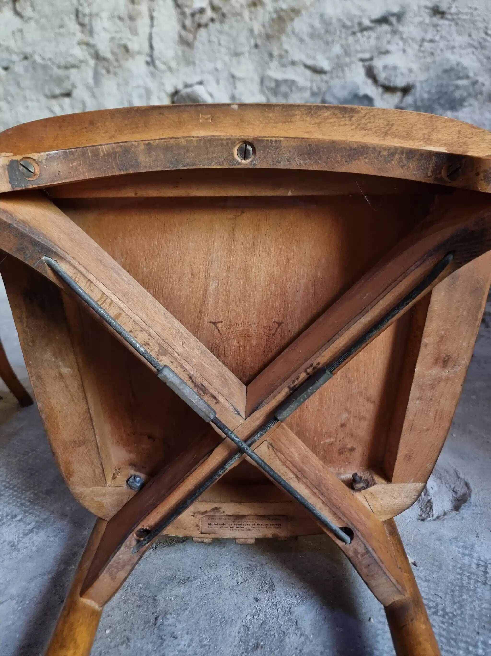Ensemble vintage de 4 chaises bistrot françaises par Baumann & Luterma, bois de hêtre, années 1950