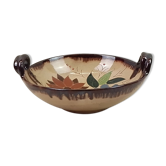 Round ceramic dish 2 coves floral decoration