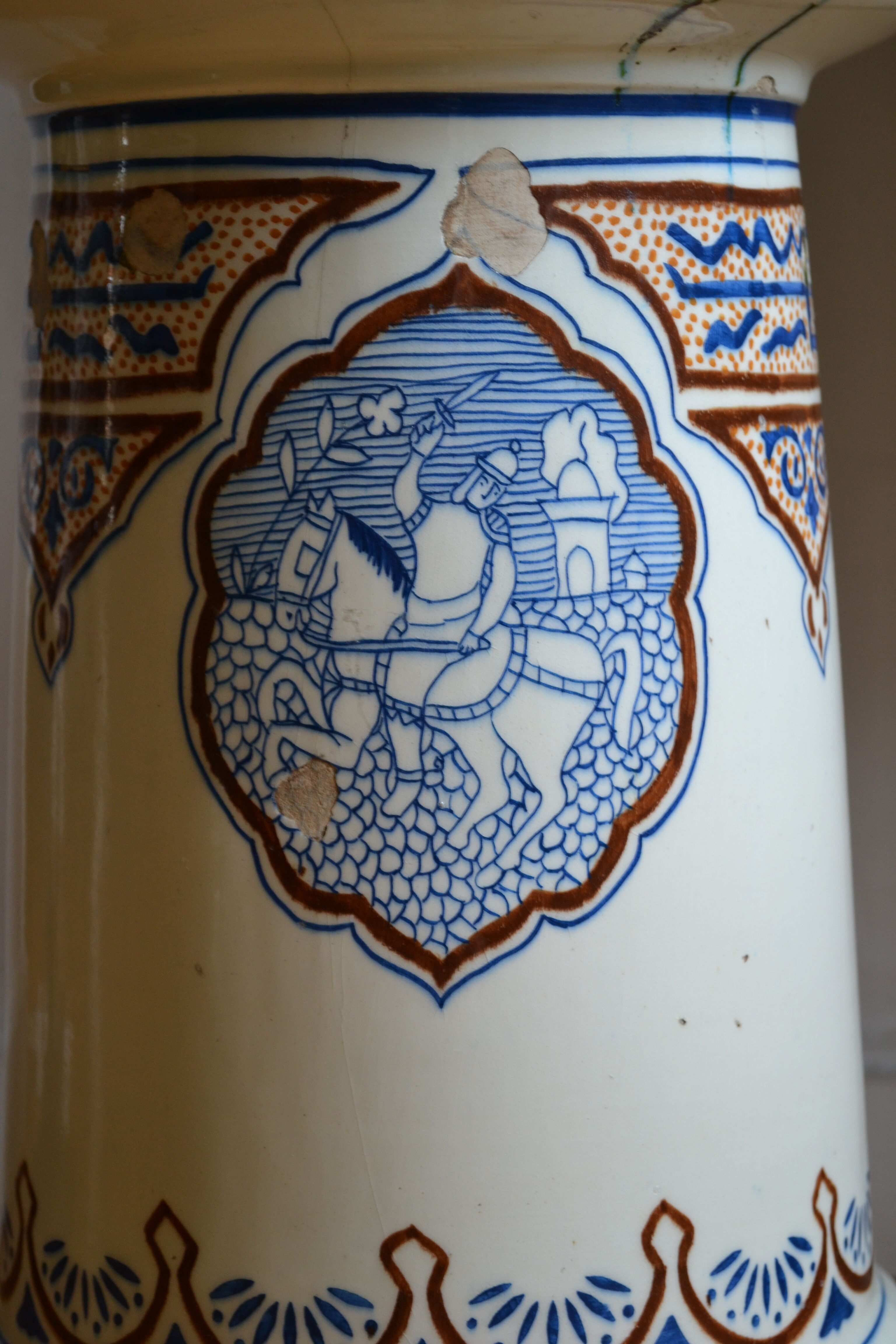 Qajar Persian Ceramic Ottoman Stool 19th Century