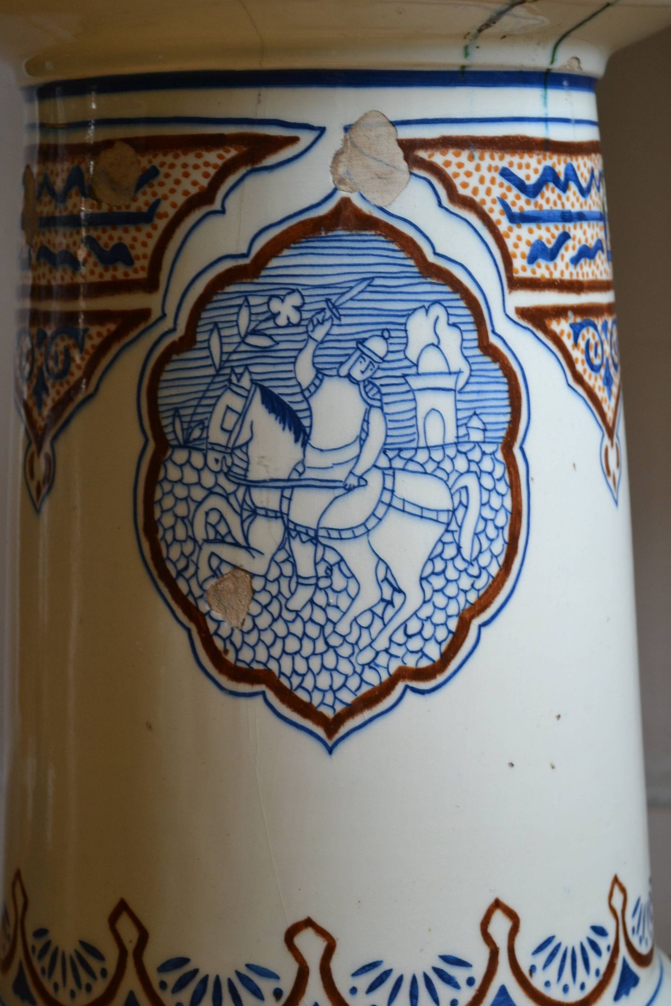 Qajar Persian Ceramic Ottoman Stool 19th Century