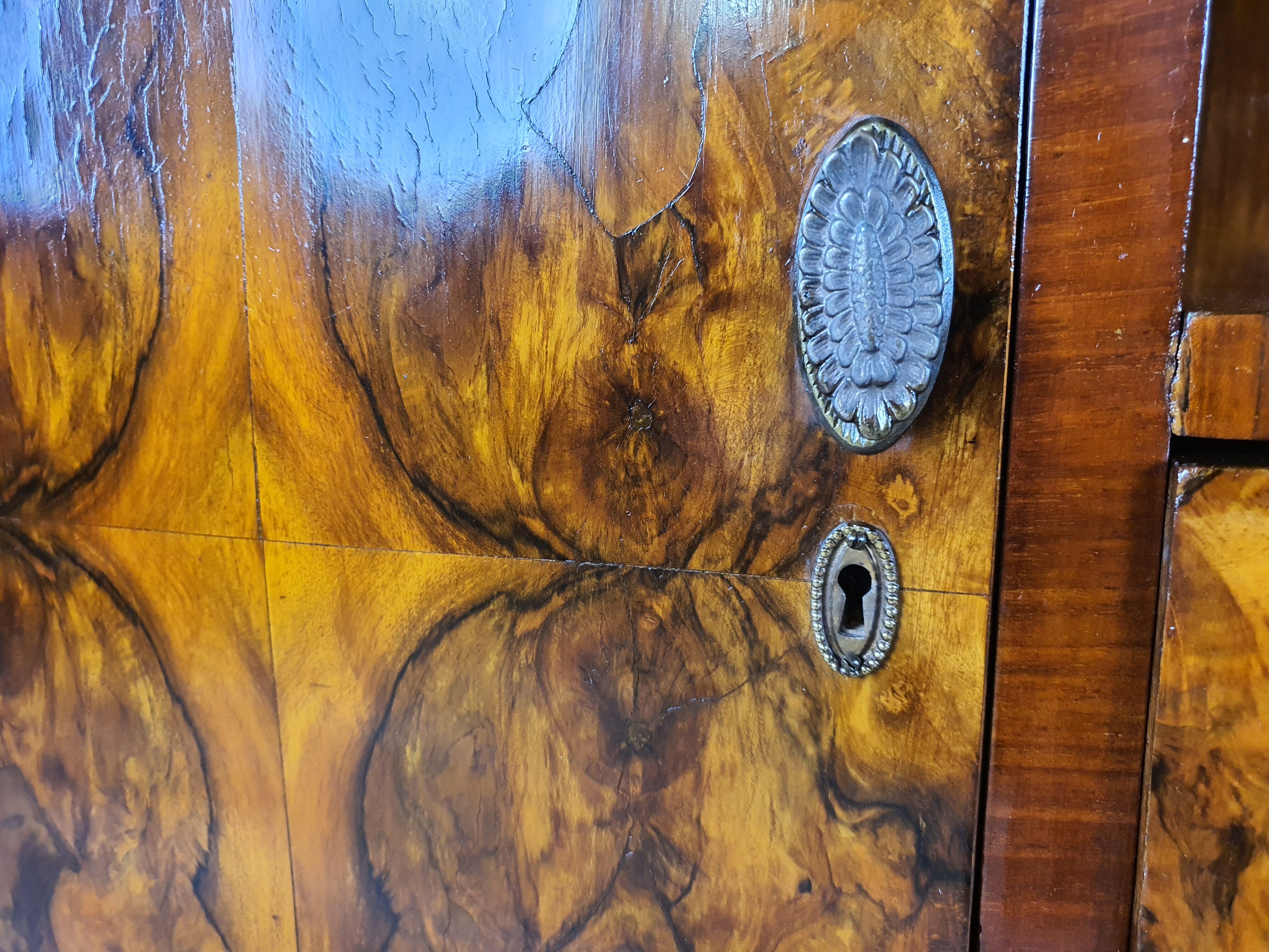Art deco dining room sideboard in briar with upstand, 1940s
