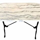 Oval marble and cast iron bistro table