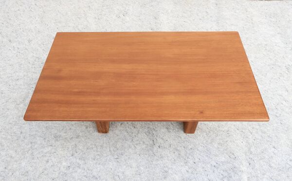 Table Basse Scandinave''Brutaliste'', Style Japandi, Teck Massif, XXème