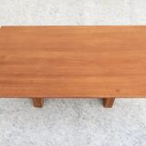 Scandinavian "Brutalist" Coffee Table, Japandi Style, Solid Teak, 20th Century