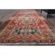 1970s Vintage Turkish Oushak Handmade Wool Cotton Red Runner Rug 101x305