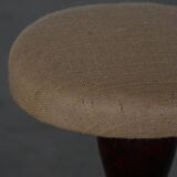 Adjustable Victorian-style piano stool with a jute fabric seat, early 20th century.