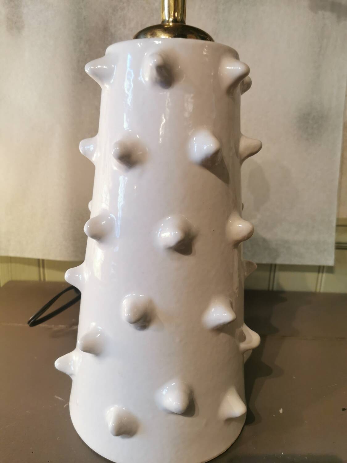 Moroccan white ceramic spiked lamp base