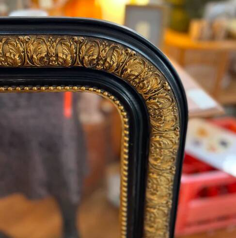 Antique gold and black mirror