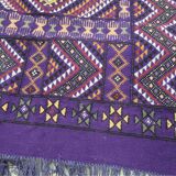 Hand-woven purple margoum rug in natural wool