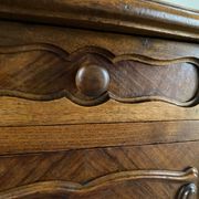 Bedside table / bedside table in veneered wood, molded and carved with foliage Louis XV style