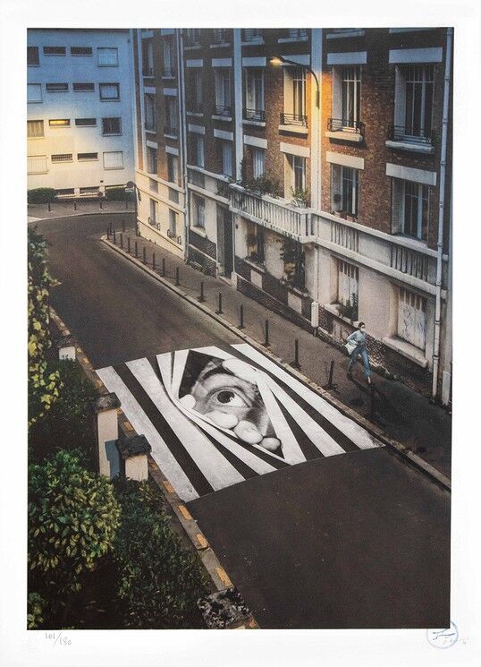 Jr, finding hope, night view, paris, france, 2020, unframed lithograph