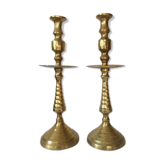 Pair of large orientalist candlesticks