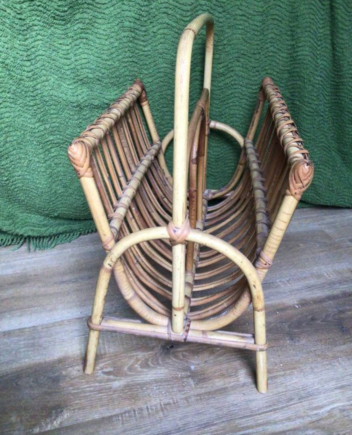 Rattan magazine rack