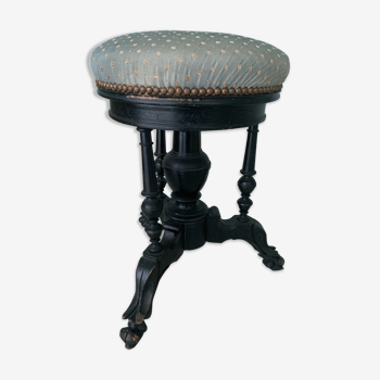 Tabouret de piano en bois noirci, XIXe