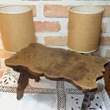Low Stool Footrest Antique Oak Wood