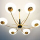 Pendant light in brass and opaline 50s