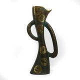 Brutalist Bronze Vase with the Twelve Signs of the Zodiac