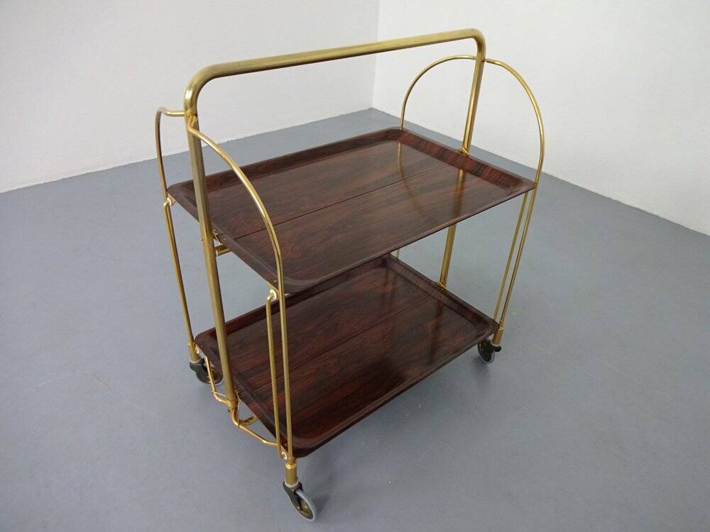 Vintage rosewood tea cart from Gerlinol, 1970s.